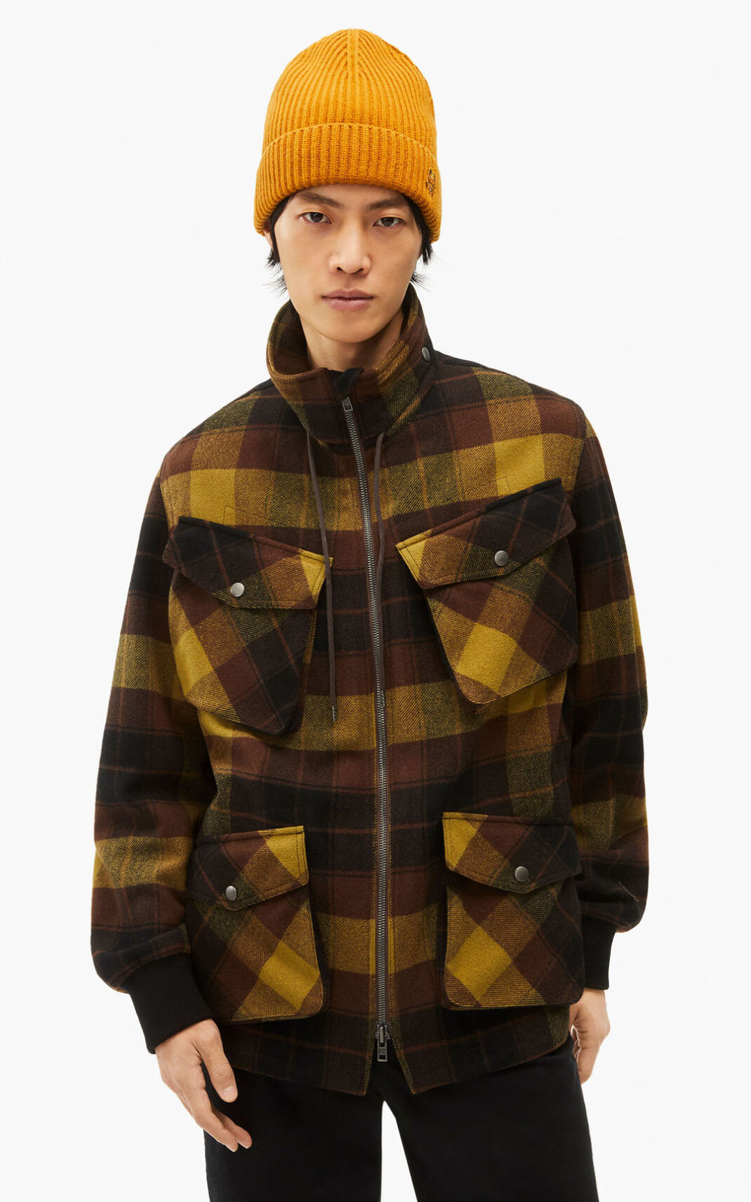 Kenzo Checkered wool ジャケット メンズ 暗ブラウン - ICRAYB093